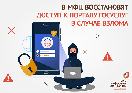 Мошенники взломали доступ к Госуслугам? Выход есть! Обратитесь за восстановлением в МФЦ.